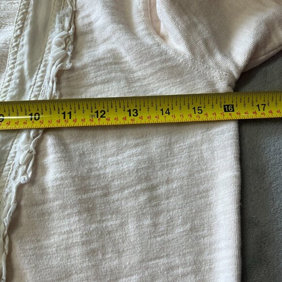 Eddie Bauer Oatmeal Ruffle & Raw Edging Button Down Cardigan Top - Picture 8 of 11